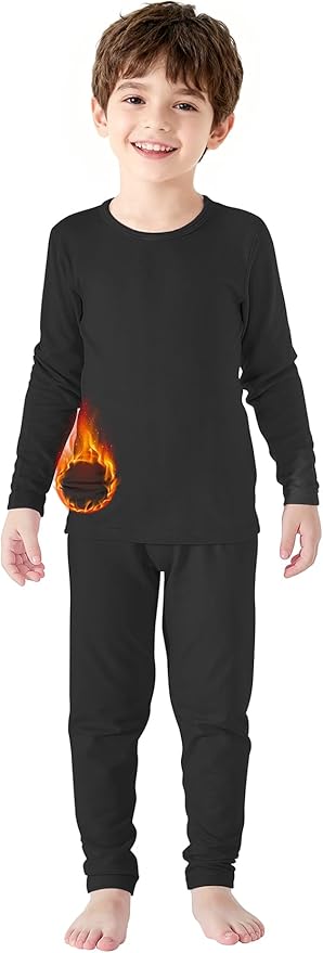 Zando Toddler Thermal Underwear Set for Kids - Winter Base Layer Long Johns for Boys Girls Long Underwear for Skiing 2-6T