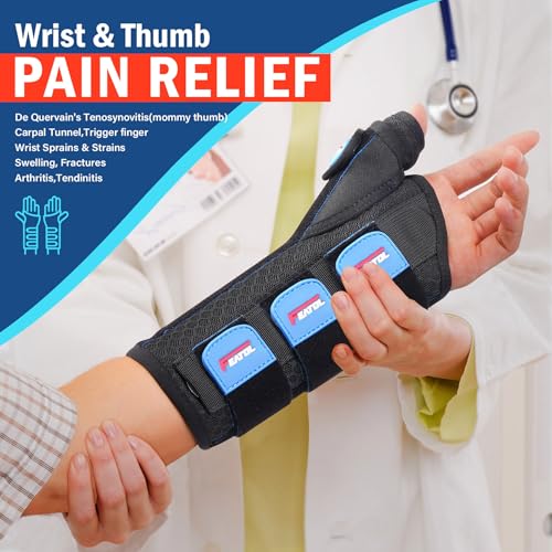 FEATOL 2 Pack Wrist Brace with Thumb Spica Splint for De Quervain's Tenosynovitis, Carpal Tunnel, Tendonitis, Arthritis-Th...