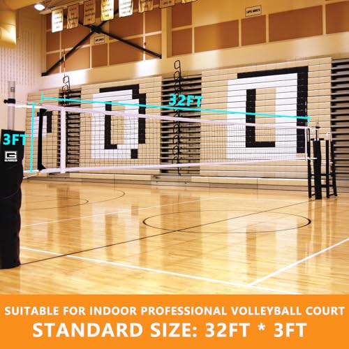 MegaNets Volleyball Net Replacement Heavy Duty Outdoor Volleyball Nets with Steel Cable, 32x3FT Professional Volleyball Ne...