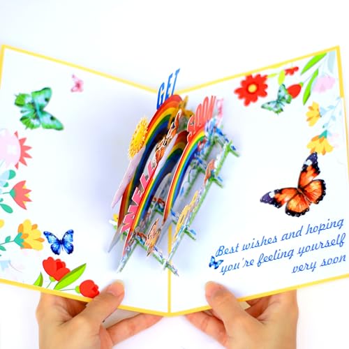 MeeSunnie Colorful Get Well Soon Card, 3D Pop Up Card, Card for Speedy Surgery Recovery, Thinking Of You, for Boss, Frien...