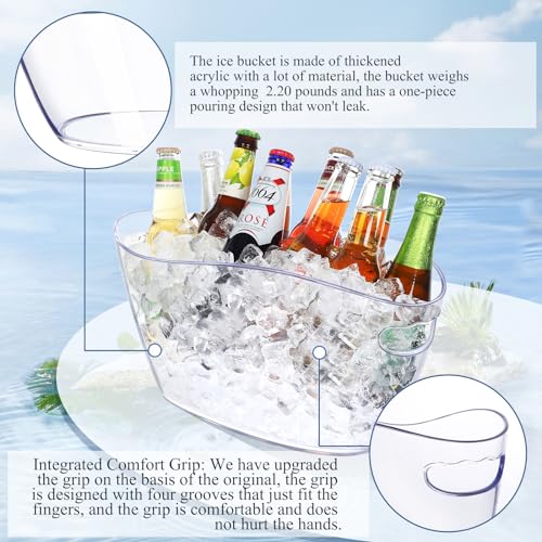 Ice Bucket-3 pcs Acrylic Beverage Tub,Champagne Bucket for Parties, Mimosa Bar Supplies for Beer, Sparkling, Wine, Cocktails