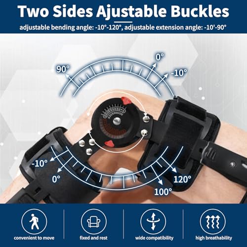 Jevuoyee Adjustable Hinged Knee Brace for Men & Women, ACL Support with Side Stabilizers for Meniscus Tear, Post Reduce Kn...