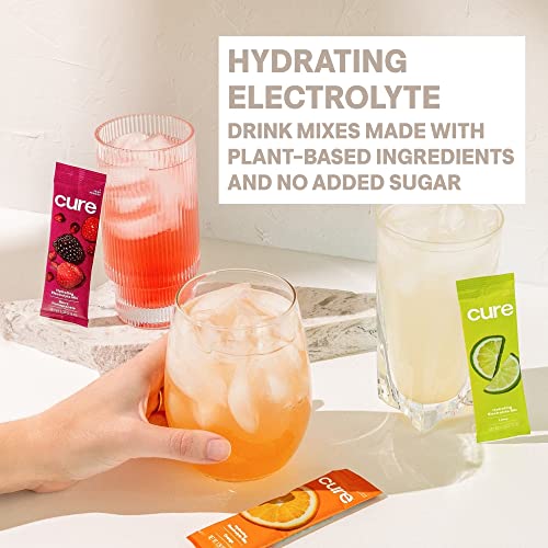 Cure Hydration | Plant-Based Electrolyte Drink Mix | No Added Sugar | FSA-HSA | Dehydration Relief Powder Made with Coconu...