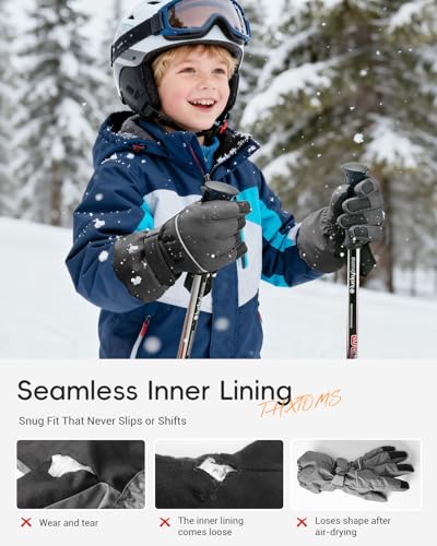 ThxToms Kids Warm Gloves Winter Waterproof Snow Gloves for Ourdoor Sports Snowboard, Toddler Bulky Ski Gloves for Boys Gir...