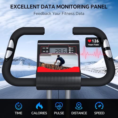 Foldable Exercise Bike for Small Apartments, Stationary Bikes for Home, Indoor Portable Cycling Bike with 16-Level Magneti...