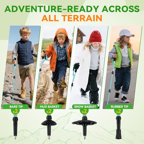 Clostnature Kids Trekking Poles for Hiking – Collapsible Lightweight Hiking Poles, 2 Pack Aluminum Walking Sticks for Chil...