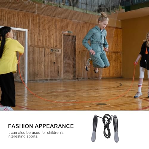 Beavorty Smart Jump Rope with Digital Counter, Steel Wire Fitness Skipping Rope for Adults, Black-grey Long Cord for Outdo...