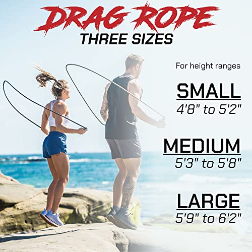 Rx Smart Gear Drag Jump Rope w/Non Slip Ergonomic Handles - Weighted Polypropylene Rope for Fitness & Exercise, Cardio Wor...