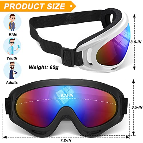 OXG 5 Pairs Motorcycle Goggles for Youth Men Women, ATV Ski Goggles Anti-UV Dustproof Windproof Dirt Bike Goggles Fit Helmet