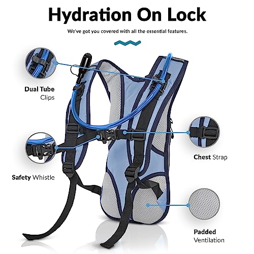 Water Buffalo Hydration Backpack - Lightweight Hydration Pack with 2L Water Bladder - Water Backpack for Hiking, Running, ...