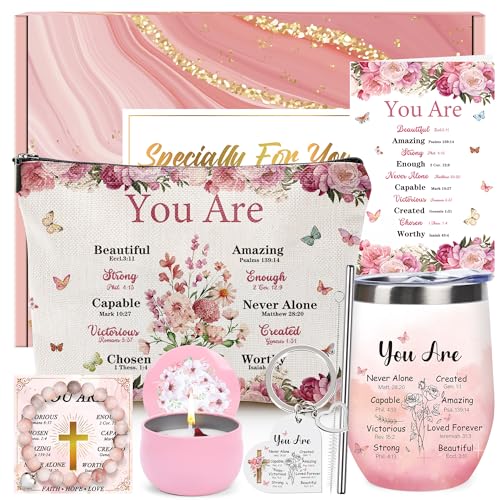 Get Well Soon Gifts for Women - Recovery Care Package with Makeup Bag, Tumbler, Keychain, Bracelet, Card for Friend, Siste...