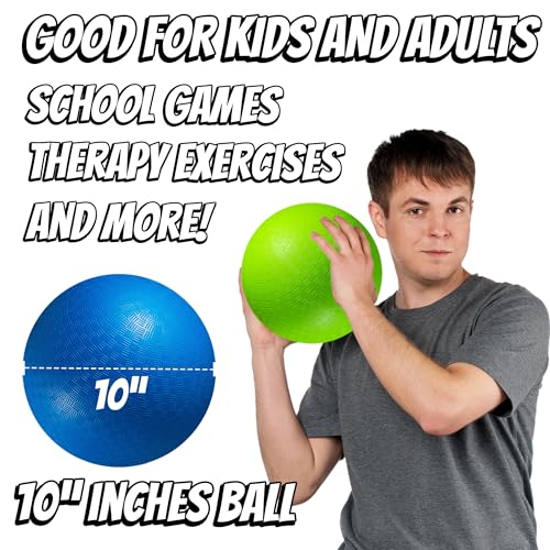 10 Inch Kickball Playground Balls - (Pack of 6) Inflatable Rubber Indoor Outdoor Bouncy Balls for Adults & Kids - Dodgebal...