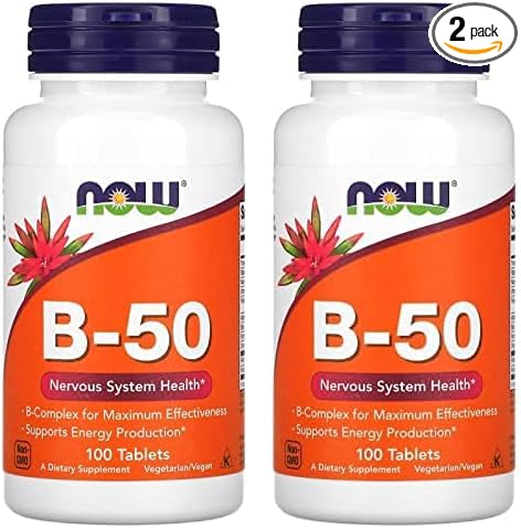 NOW Supplements, Vitamin B-50 mg, Energy Production*, Nervous System Health*, 100 Tablets (Pack of 2)