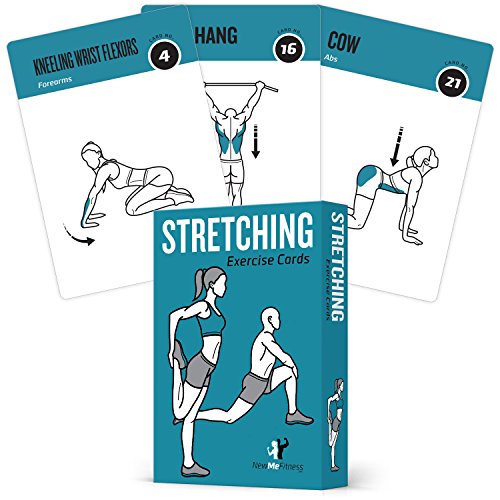 NewMe Fitness Stretching Workout Cards, Instructional Fitness Deck for Women & Men, Beginner Fitness Guide to Training Exe...