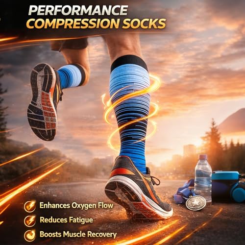 Graduated Compression Socks for Women&Men 20-30mmhg Knee High Socks Travel Hiking Running Stocking