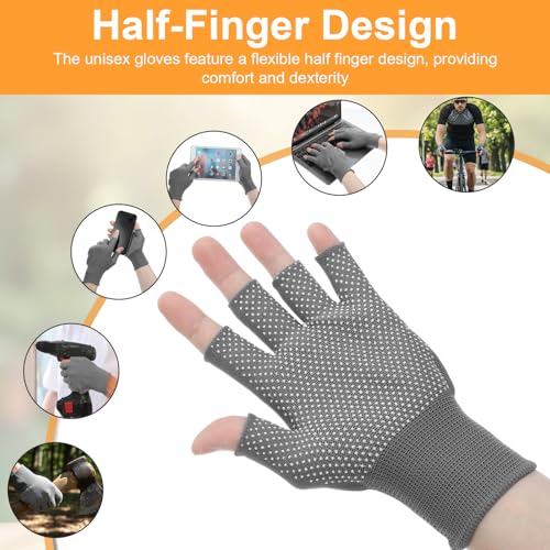 DOPENSPI 6 Pack Half-Finger Workout Gloves, Lightweight Half-Finger Slip Breathable Fingerless Work Glove Compression Glov...