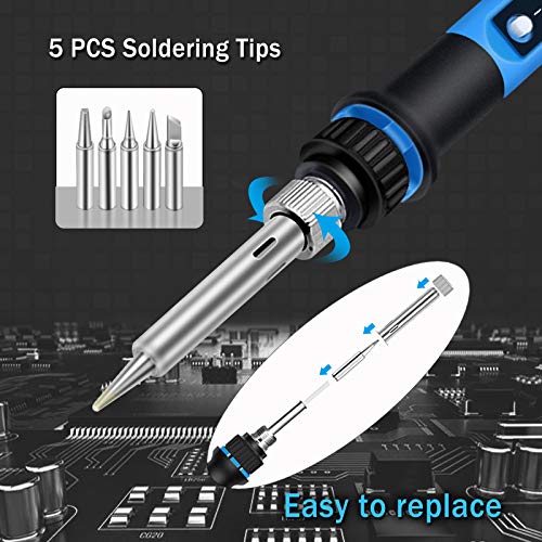 Soldering Iron Kit, 80W 110V Fast Heat up in 10s LCD Digital Adjustable Temperature Soldering Gun Thermostatic Soldering K...