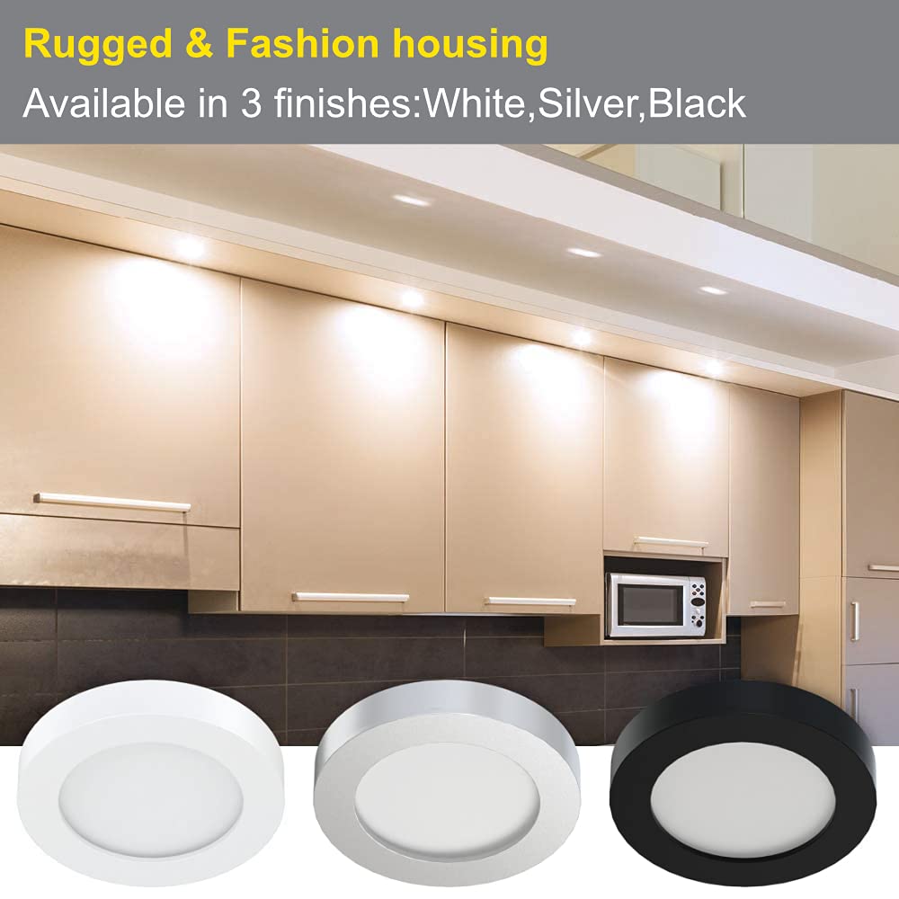 Vst Under Cabinet Lighting 12V 2W(12W Total  60W Equivalent) With Wireless Dimmer Switch  Recessed Or Surface Mount For Kitchen Wardrobe 6 Pack Silver Puck Lights 4000K