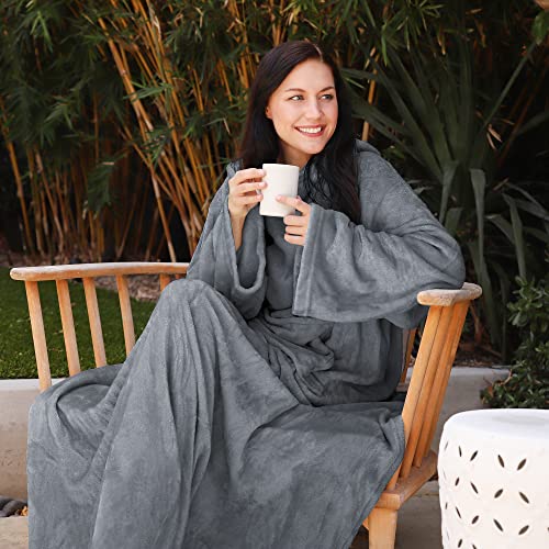 Catalonia Wearable Blanket with Sleeves and Pocket, Cozy Soft Fleece Mink Micro Plush Wrap Throws Blanket Robe for Women a...
