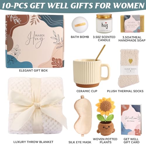 Get Well Soon Gift Baskets for Women, Surgery Recovery Care Package, Sympathy Gifts for Loss of Loved One, Thoughtful Care...