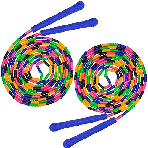 Coolrunner 16 FT Long Jump Rope(2 PACK), Double Dutch Jump Ropes, Soft Beaded Skipping for Kids Adults, Plastic Segmented ...