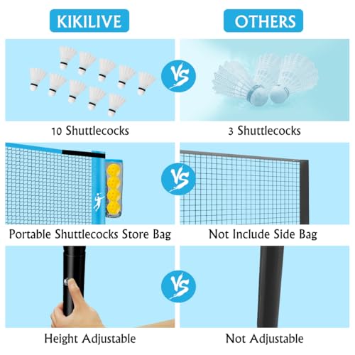 KIKILIVE Pickleball Badminton Net Set for Backyards, All-in-One Portable Volleyball Combo Set with Adjustable Net, Volleyb...