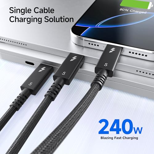 Cable Matters [Intel Certified] 80Gbps Active Thunderbolt 5 Cable - 6.6ft / 2m, Supports up to 120Gbps Bandwidth Boost, 24...