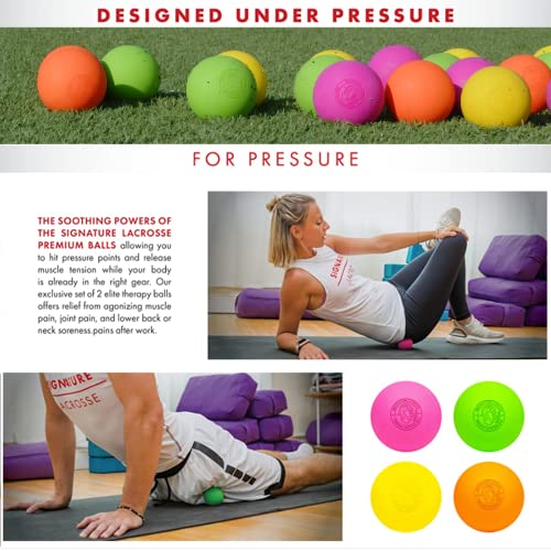 Signature Lacrosse Ball Set - Packs of 2, 4, 8, 12, and 120 - No Chemical Smell Massage Balls, Myofascial Release Tools, B...