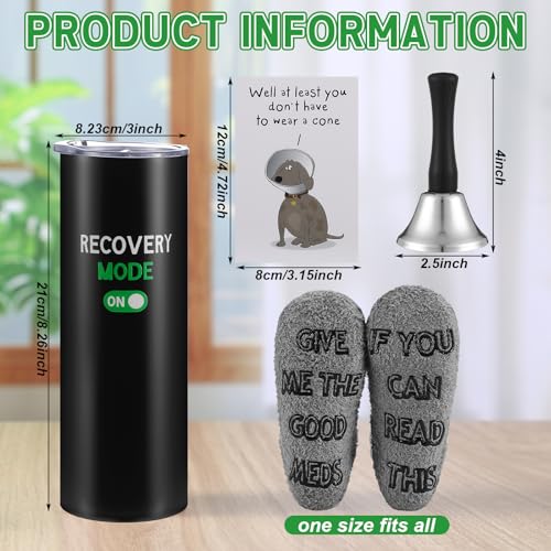 Patelai 6 Pcs Funny Get Well Soon Gifts 20oz Hospital Mug Fuzzy Recovery Cotton Socks Silver Steel Tea Hand Bell Throw Bla...