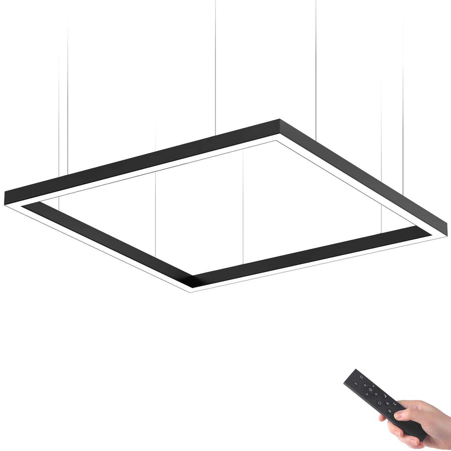 Barrina 5568 Remote Series Led Linear Lights Square Set 5Ft X 5Ft  2Nd-Generation  216W  21600Lm  Seamless Connection  3000K-6000K Color Changing  Suspended Shop Office Lighting With Remote  Black