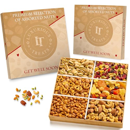 Mixed Nuts Gift Basket - Get Well Soon Gift Baskets for Adults Gourmet Feel Better Surgery Sympathy Gift Nuts Variety Pac...