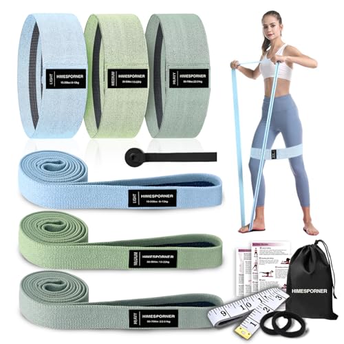 HIMESPORNER 9 PCS Fabric Resistance Bands Set for Working Out, Non-Slip Exercise Booty Bands for Women & Men Leg and Glute...
