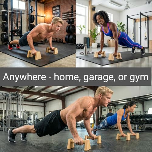 NUPARA FITNESS Wooden Push Up Bars - Calisthenics Equipment for Core and Upper Body Strength Training and Exercise | Push ...