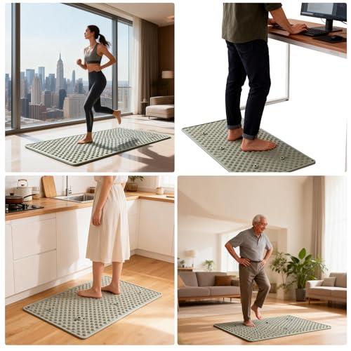 HWXQJJHONEY Portable Feet Acupressure Mat,Foldable Silicone Foot Massager Mat with Dual-Side Usage,Pressure Point Massage ...
