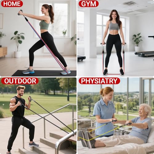 Readaeer Resistance Bands, Exercise Bands for Working Out, Work Out Bands with Handles for Men and Women for Indoor and Ou...