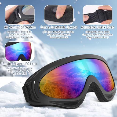 OXG Ski Snowboard Goggles for Men Women, UV Protection Ski Snow Goggles for Kids Youth Adult