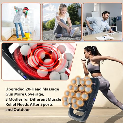 20 Head Massage Gun,More Powerful than 16 Head Massager,Deep Tissue Massager Gun with 3 Modes & 30 Levels, Muscle Massager...