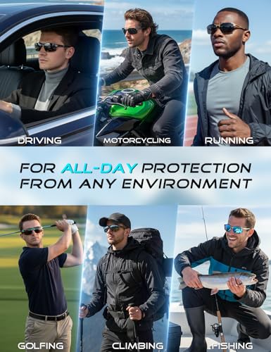 ATTCL Polarized Sunglasses Men Sports: UV Protection Anti Glare Wrap Around Lightweight Metal Driving Fishing Golf Running