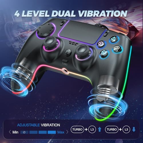 GUOC RGB Wired Controller for PS5/PS4 and PC with Hall Effect Trigger, 3.5mm Audio Jack, Support Tubro/Macro Function, Adj...