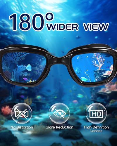 Hurdilen Swim Goggles, Goggles Adult with Swimming Cap, Nose Clip & Ear Plugs, UV Protection Anti-Fog Lens and Case for Adult
