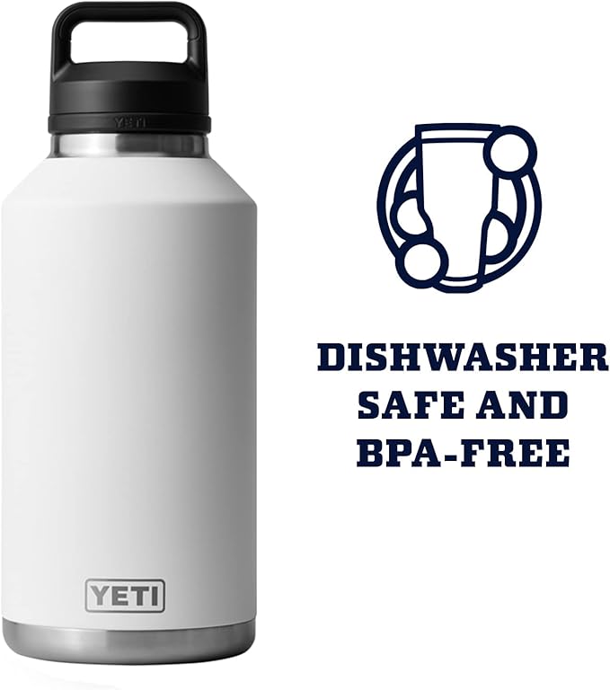 YETI Rambler 64 oz Bottle, Vacuum Insulated, Leakproof, Stainless Steel with Chug Cap, White