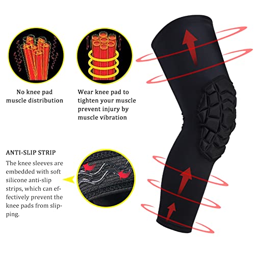 SZKANI Knee Pads Compression Leg Sleeve Knee Sleeve for All Sports Wrestling Protector Gear, 1 Pair of Knee Paded