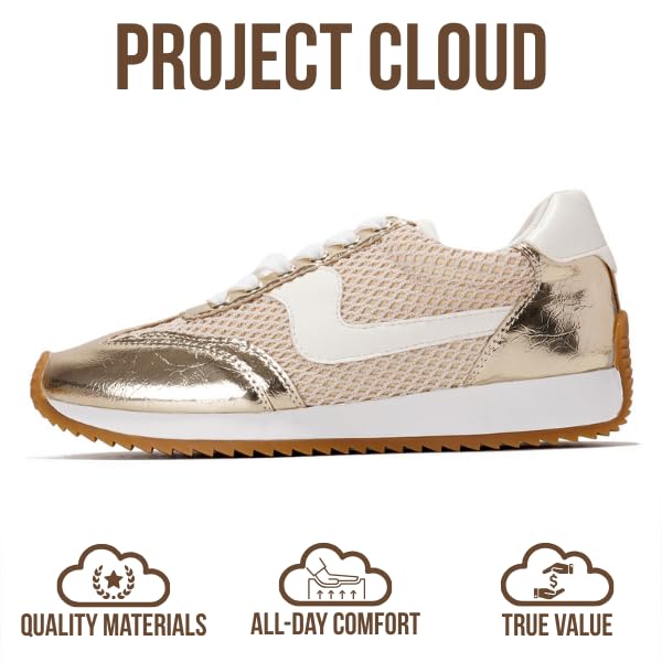 Project Cloud Fashion Sneakers for Women 2026 – Lightweight Lace-Up Shoes for Women with Memory Foam Insoles – Trendy Wome...