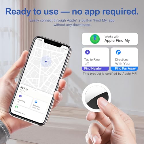 Air Tracker Tag 2 Pack [Apple MFi Certified] with Find My(iOS Only), Key Finder with No App Needed, Waterproof, 365-Day St...