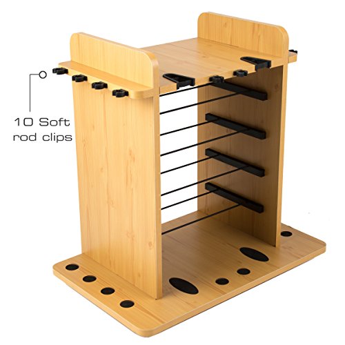 Rush Creek Creations Fishing Rod Holder for 14 Saltwater/Freshwater Rods, Fishing Pole Holder w/ up to 4 Fishing Gear Tack...