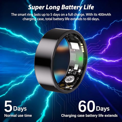 Nyweey Smart Ring for Women Men Fitness Ring with Heart Rate, Blood Oxygen, Blood Pressure, Sleep Tracker, Step Tracker, I...
