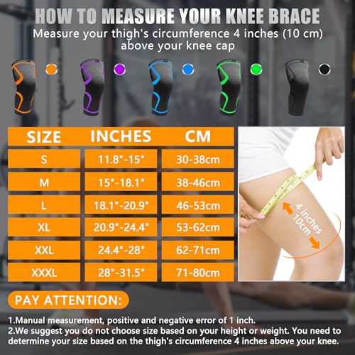 Herokoo 2 Pack Knee Braces for Running Knee Pain, Compression Knee Brace for Women & Men, Knee Sleeve, Sports Knee Braces ...