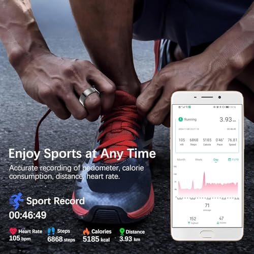 Health Tracker Ring, Smart Health Ring for Women Men with Heart Rate, Blood Oxygen, Sleep Monitor, Steps,Calories, No Subs...