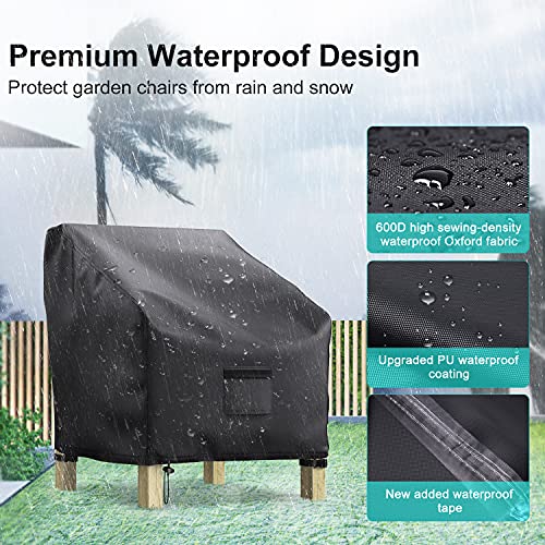 BROSYDA Patio Chair Covers for Outdoor Furniture Waterproof 2 Pack, Lawn Chair Covers 600D Heavy Duty Oxford Cloth, Large ...