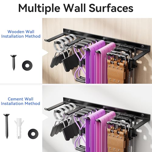 Wall Mounted Home Gym Equipment Storage Rack for Resistance Bands, Cable Attachments, Lifting Belts, Jump Ropes and Chains